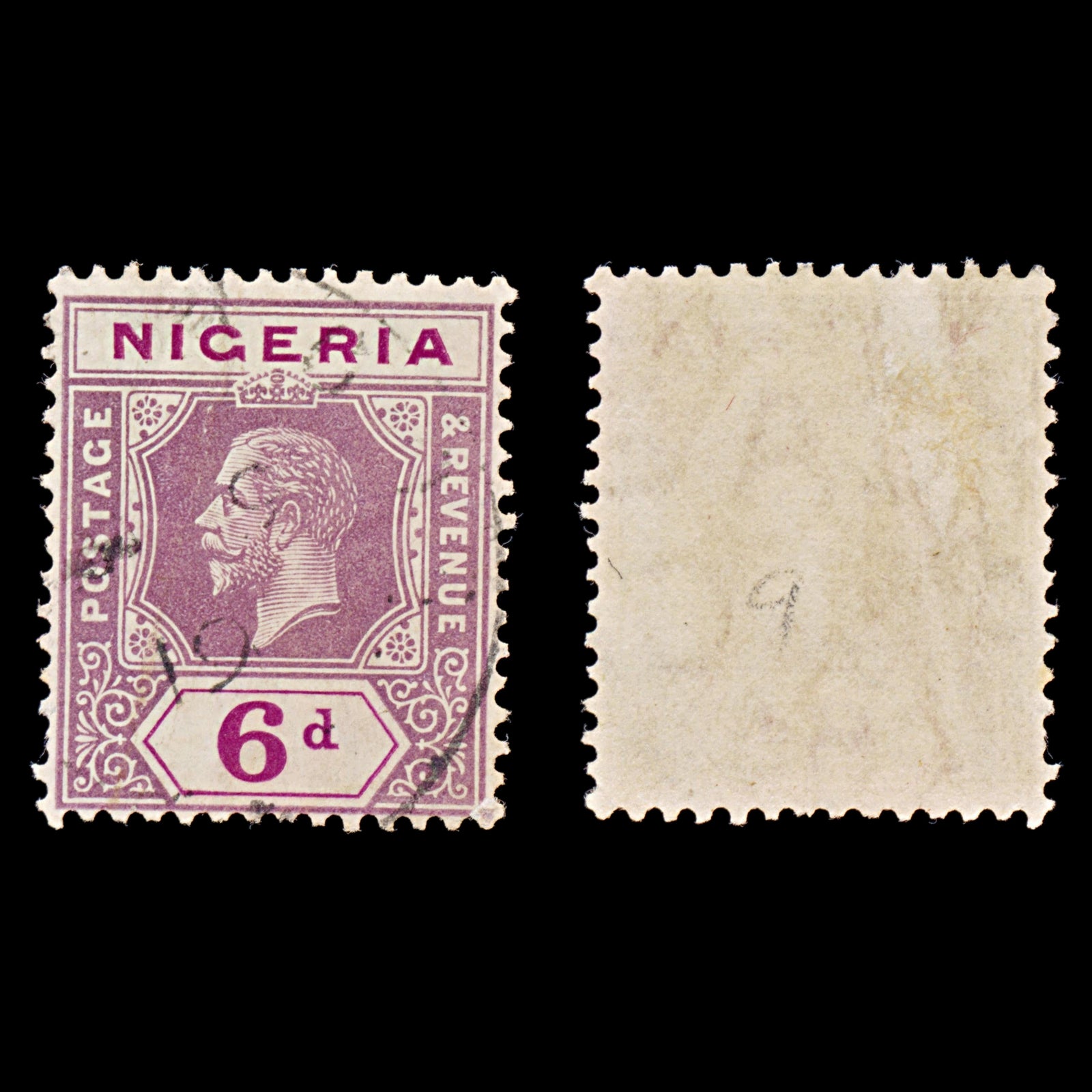 8097: Nigeria SG7 6d Bright purple & Dull purple 1914 Sc#7 Mi7 Used C£10