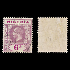 8097: Nigeria SG7 6d Bright purple & Dull purple 1914 Sc#7 Mi7 Used C£10, view 1