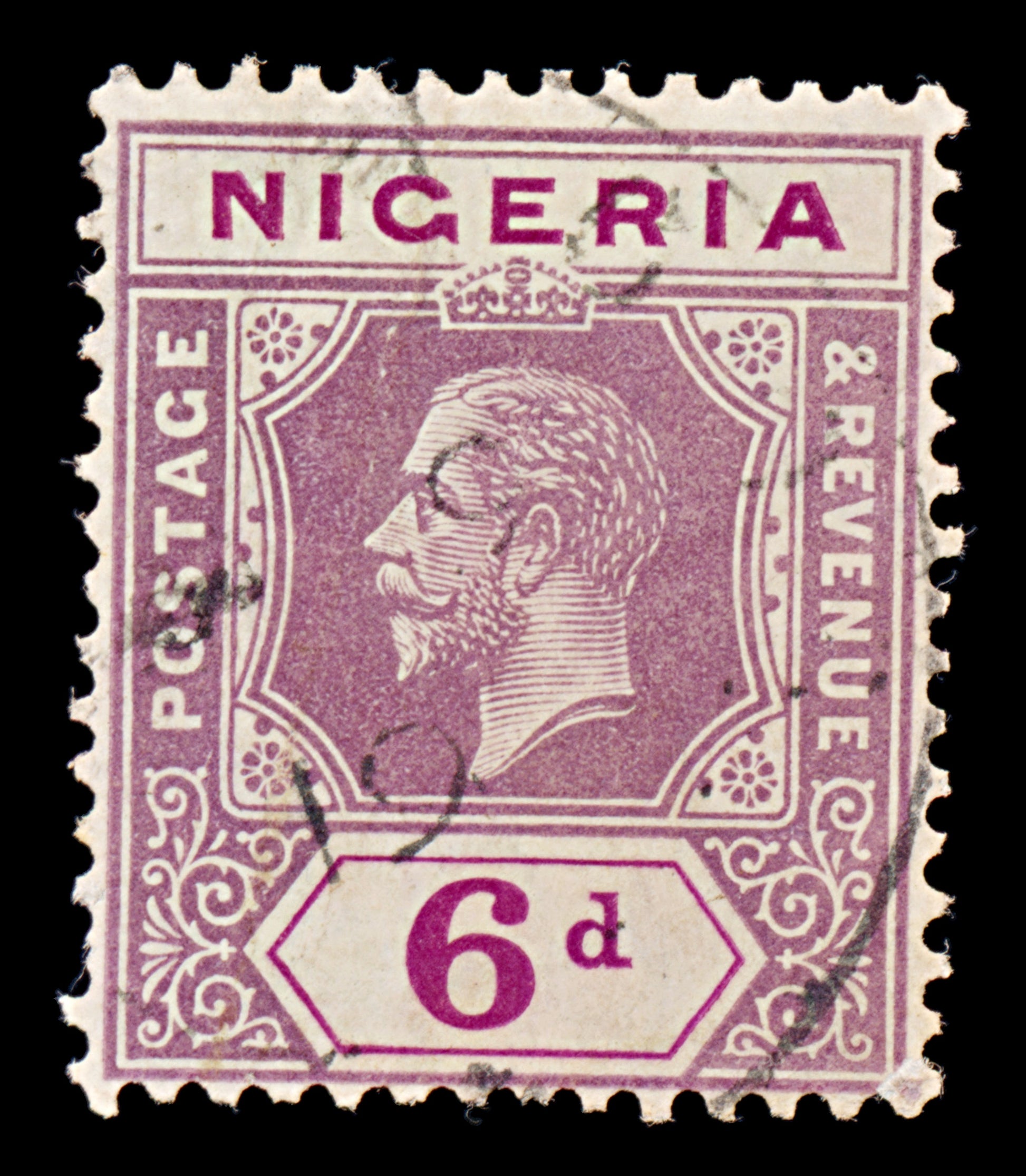 8097: Nigeria SG7 6d Bright purple & Dull purple 1914 Sc#7 Mi7 Used C£10