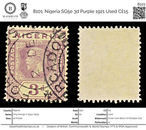 8101: Nigeria SG5e 3d Purple 1921 Used C£15