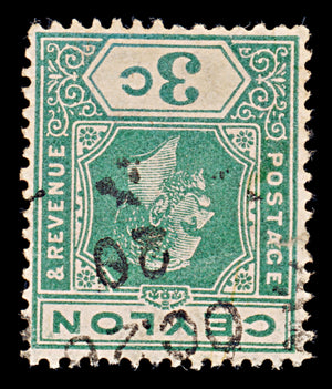8111: Ceylon SG302 3c Blue green 1919 Sc#202 Mi167b Used C£45