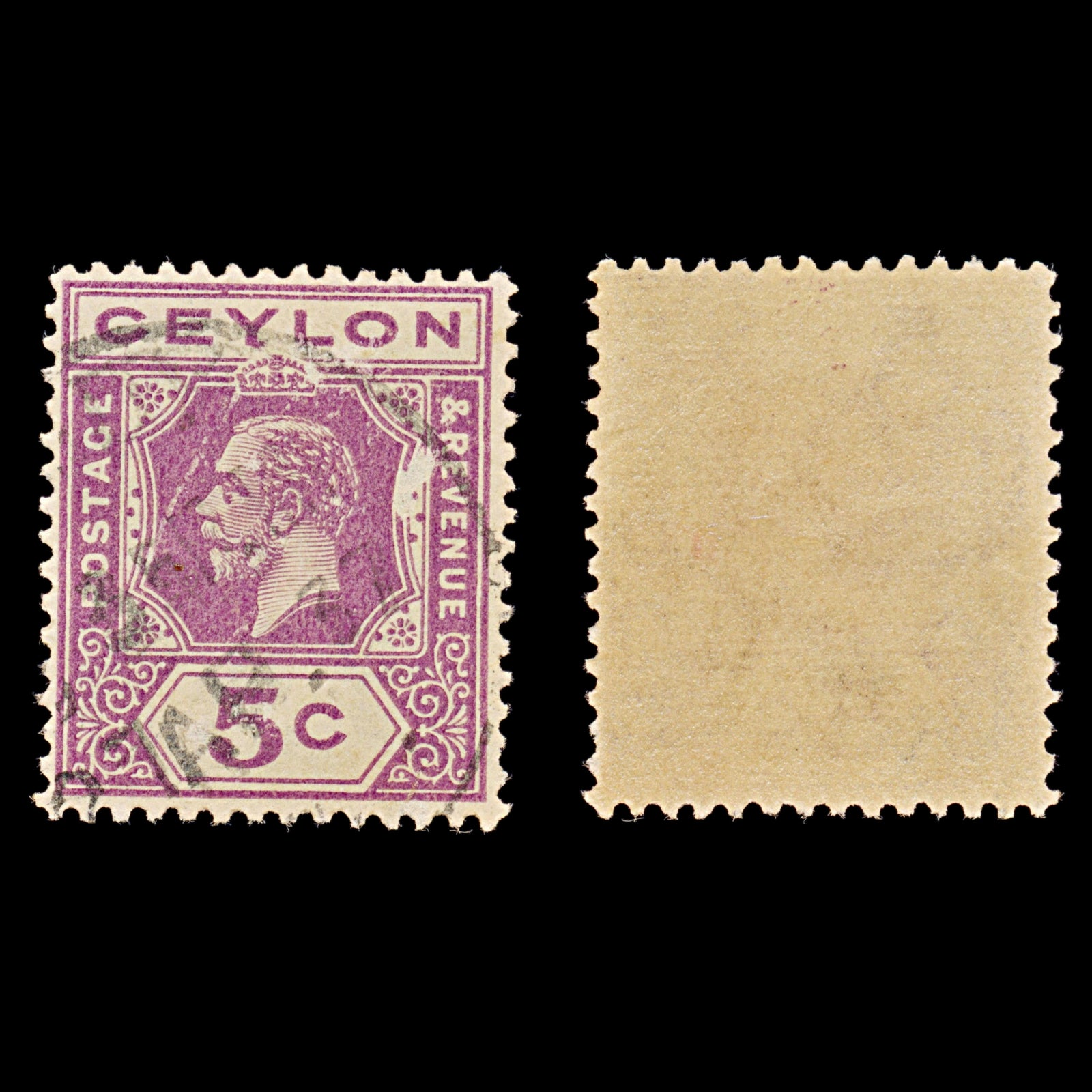 8112: Ceylon SG304 Large Scratch on Background 1912 Sc#203 Mi168 Used