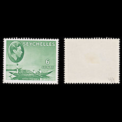 8128: Seychelles SG137c 6c Green 1949 Sc#129a Mint MLH C£23, view 2