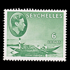 8128: Seychelles SG137c 6c Green 1949 Sc#129a Mint MLH C£23, view 3