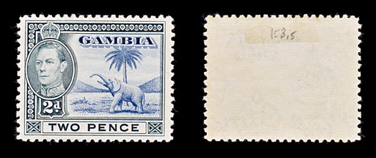 8131: Gambia SG153 2d Blue & Black 1938 Sc#135 Mi127 Mint MH C£15