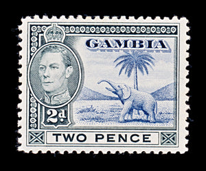 8131: Gambia SG153 2d Blue & Black 1938 Sc#135 Mi127 Mint MH C£15