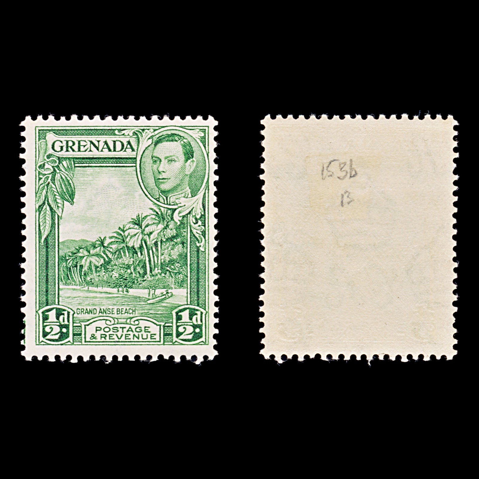 8135: Grenada SG153b ½d Yellow green 1938 Mi124a Mint MH C£13