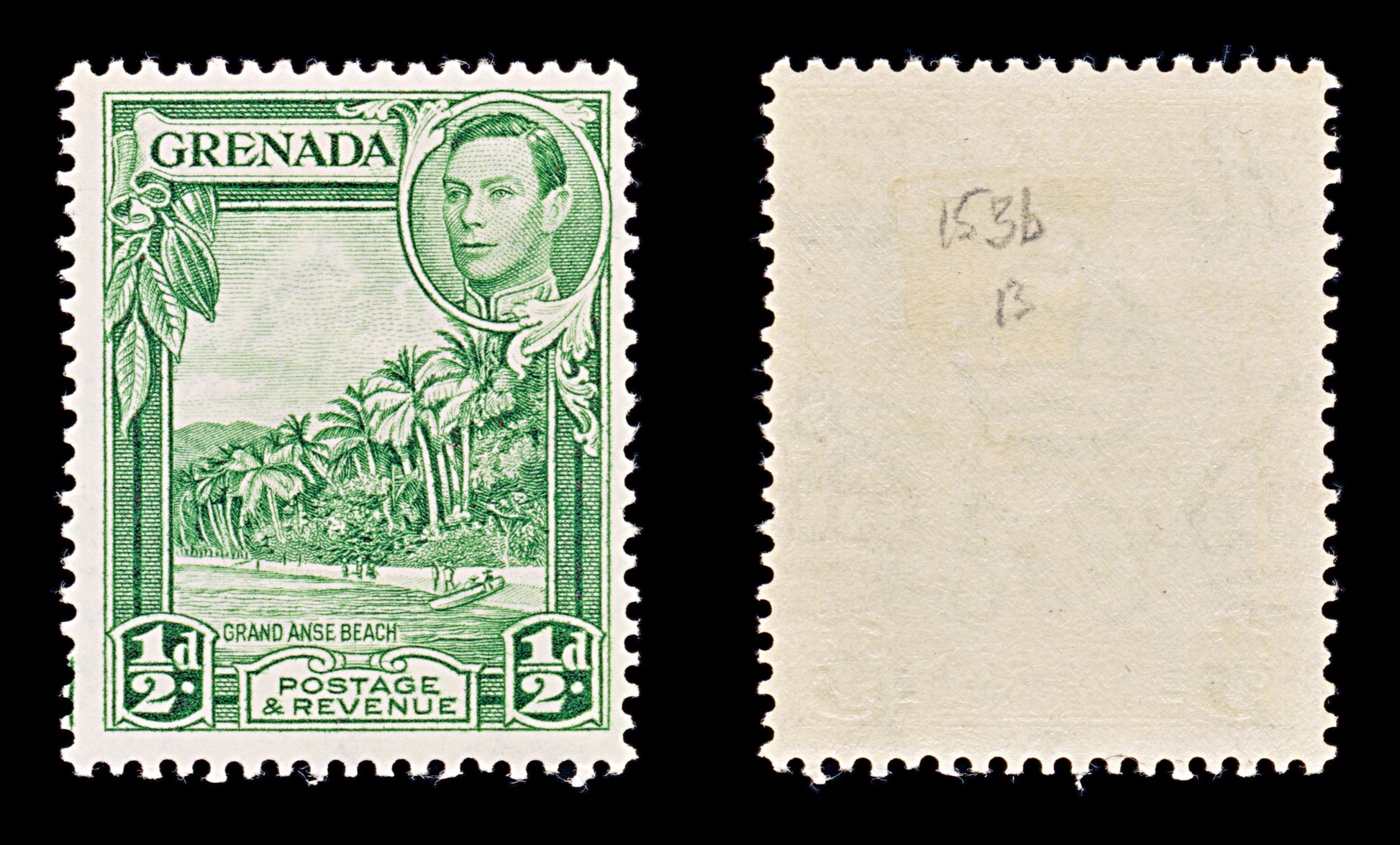 8135: Grenada SG153b ½d Yellow green 1938 Mi124a Mint MH C£13