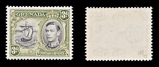 8136: Grenada SG158 3d Black & Olive green 1938 Sc#137 Mi129aA Mint MLH C£23