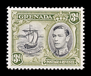 8136: Grenada SG158 3d Black & Olive green 1938 Sc#137 Mi129aA Mint MLH C£23