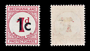 8143: Bechuanaland SGD7a 1c Carmine 1961 Sc#J7 MiP7IIy Mint MLH C£21