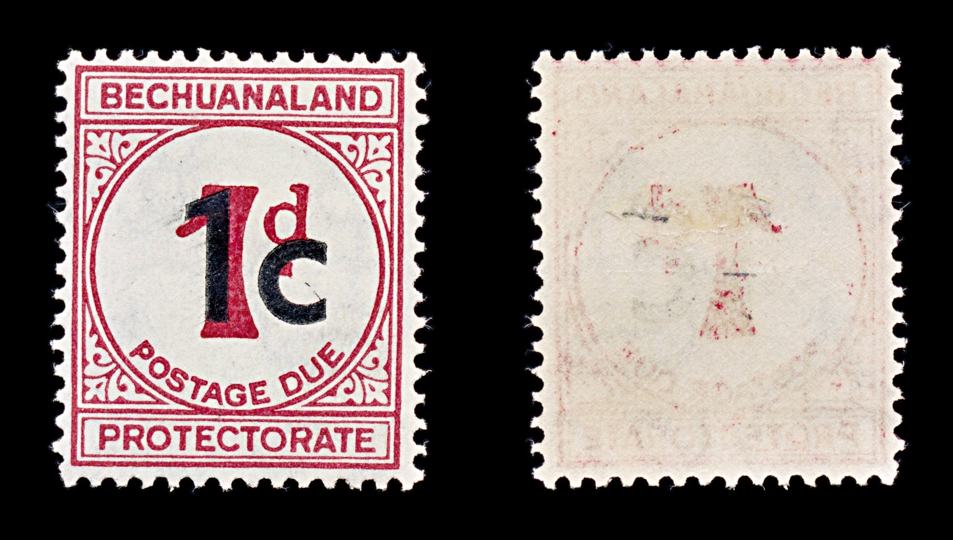 8143: Bechuanaland SGD7a 1c Carmine 1961 Sc#J7 MiP7IIy Mint MLH C£21