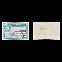 8149: Gilbert & Ellice SG51 1s Black & Blue green 1939 Sc#48 Mi46A Mint MH C£40, view 1