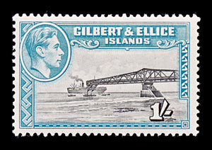 8149: Gilbert & Ellice SG51 1s Black & Blue green 1939 Sc#48 Mi46A Mint MH C£40