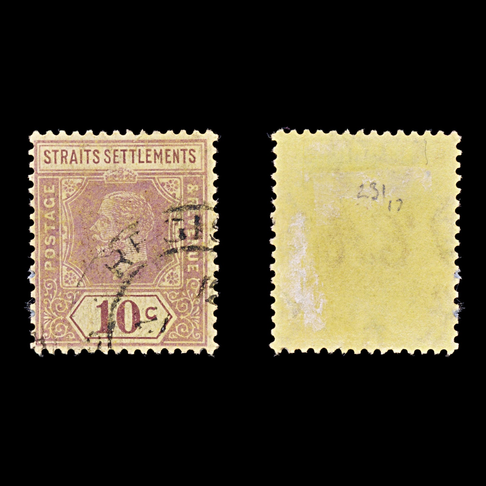 8164: Straits Settlements SG231 10c Violet 1925 Sc#191a Mi181Ia Used C£17