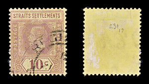 8164: Straits Settlements SG231 10c Violet 1925 Sc#191a Mi181Ia Used C£17