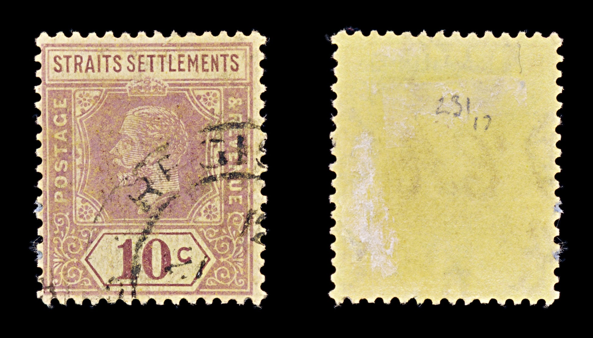 8164: Straits Settlements SG231 10c Violet 1925 Sc#191a Mi181Ia Used C£17