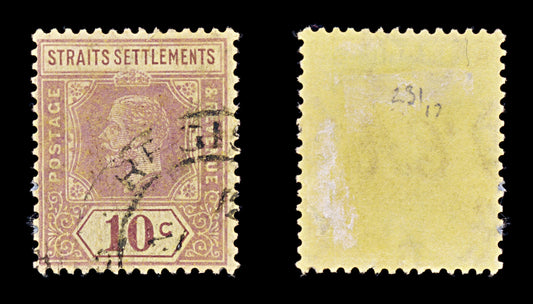 8164: Straits Settlements SG231 10c Violet 1925 Sc#191a Mi181Ia Used C£17