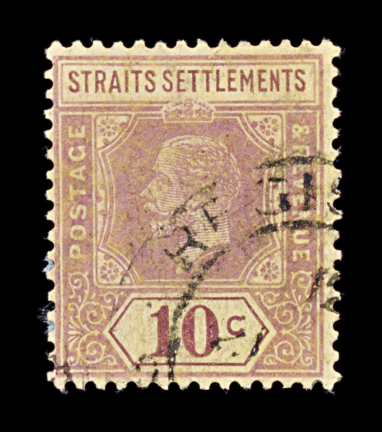 8164: Straits Settlements SG231 10c Violet 1925 Sc#191a Mi181Ia Used C£17