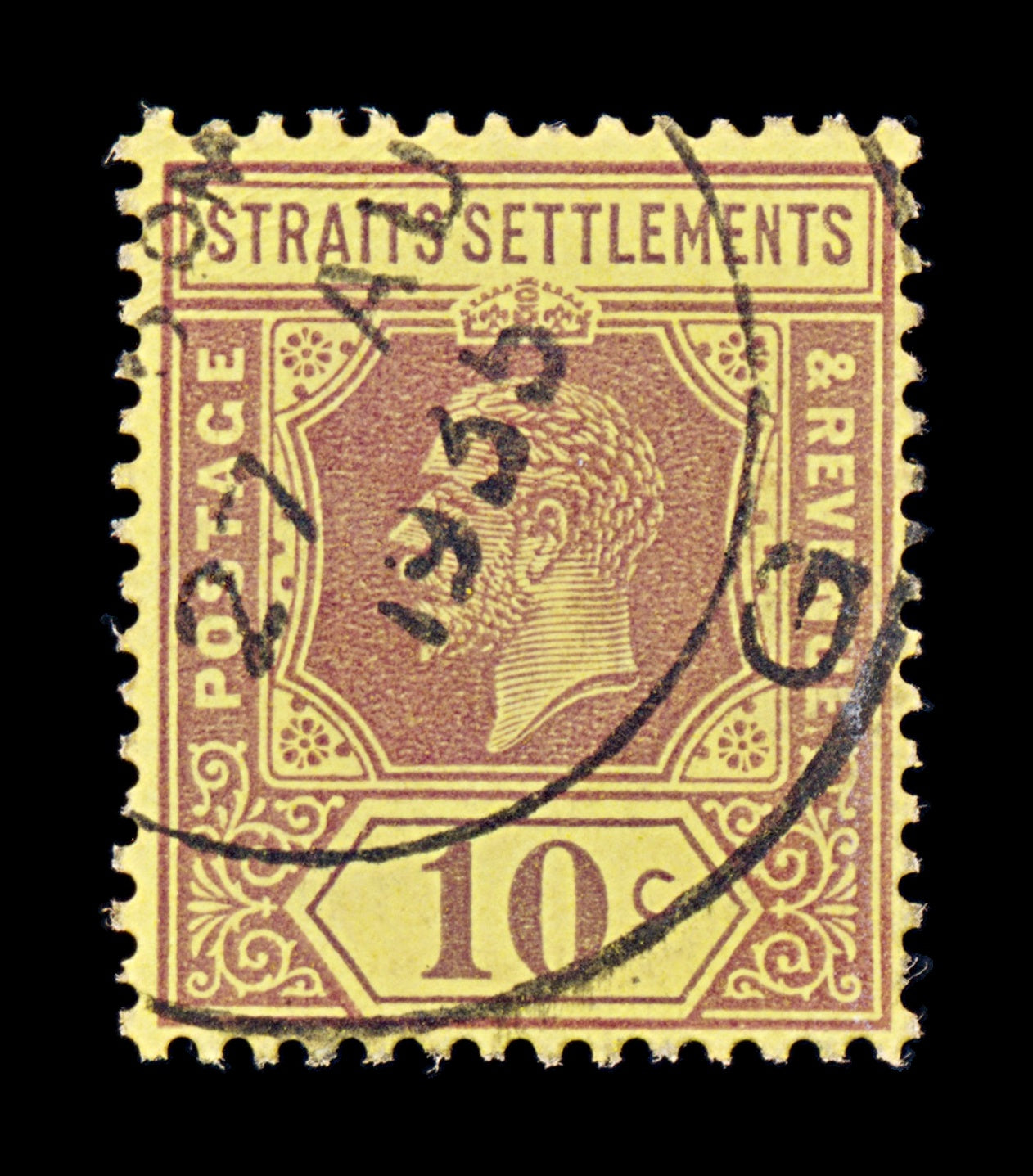 8165: Straits Settlements SG231 10c Violet 1925 Sc#191a Mi181Ia Used C£17