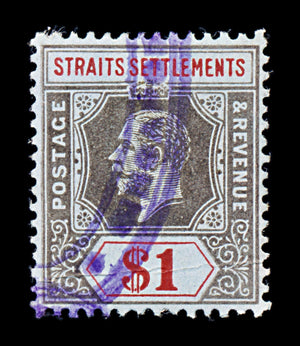 8166: Straits Settlements SG210 1$ Red & Black 1914 Sc#165 Mi149 Used C£18