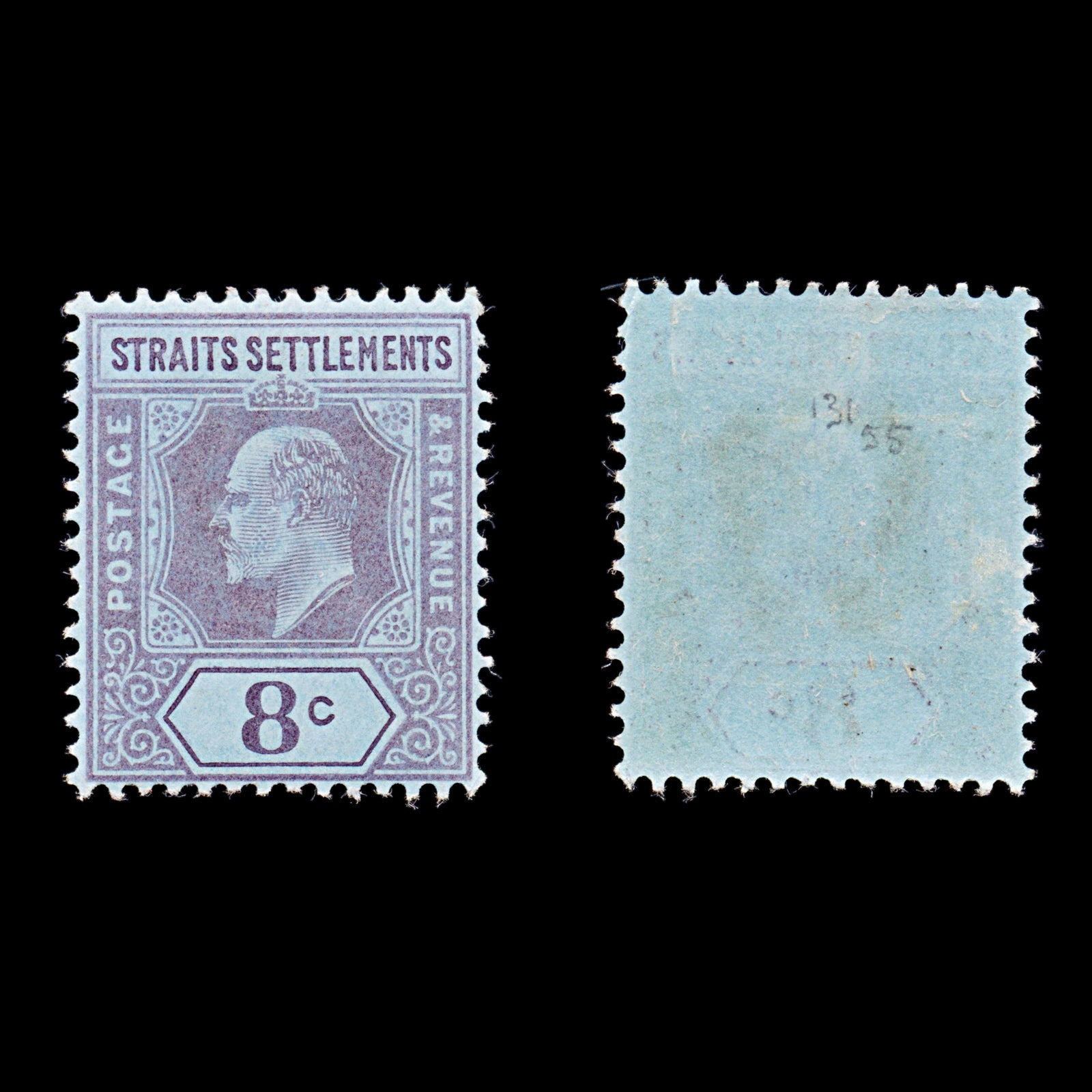 8167: Straits Settlements SG131 8c Purple 1905 Mint MVLH C£55
