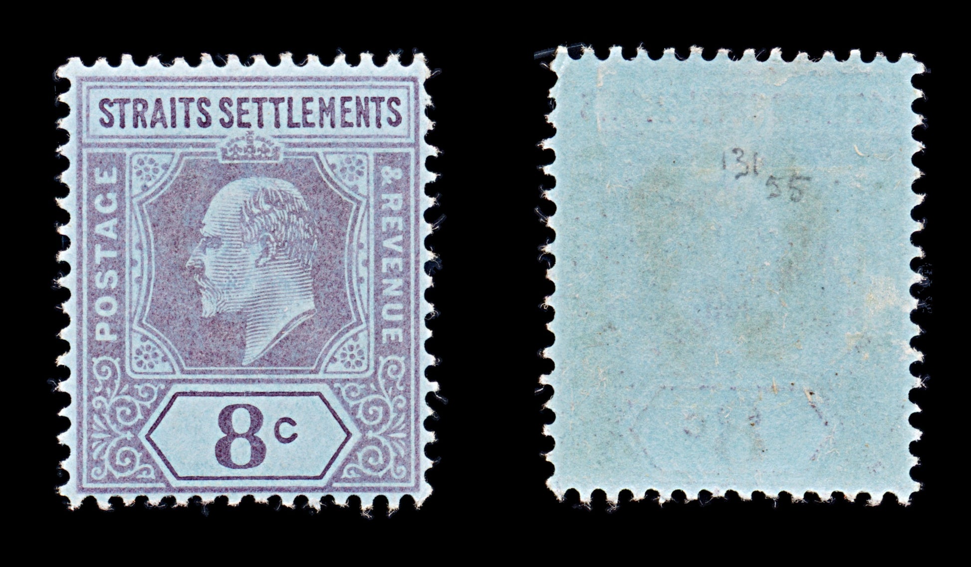 8167: Straits Settlements SG131 8c Purple 1905 Mint MVLH C£55
