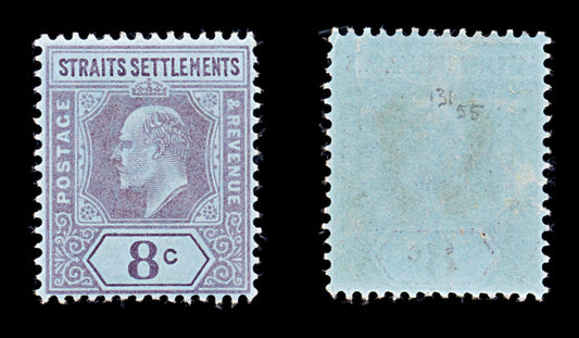 8167: Straits Settlements SG131 8c Purple 1905 Mint MVLH C£55