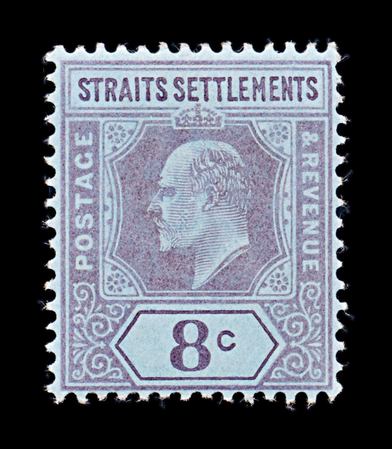 8167: Straits Settlements SG131 8c Purple 1905 Mint MVLH C£55