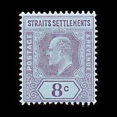 8167: Straits Settlements SG131 8c Purple 1905 Mint MVLH C£55, view 3