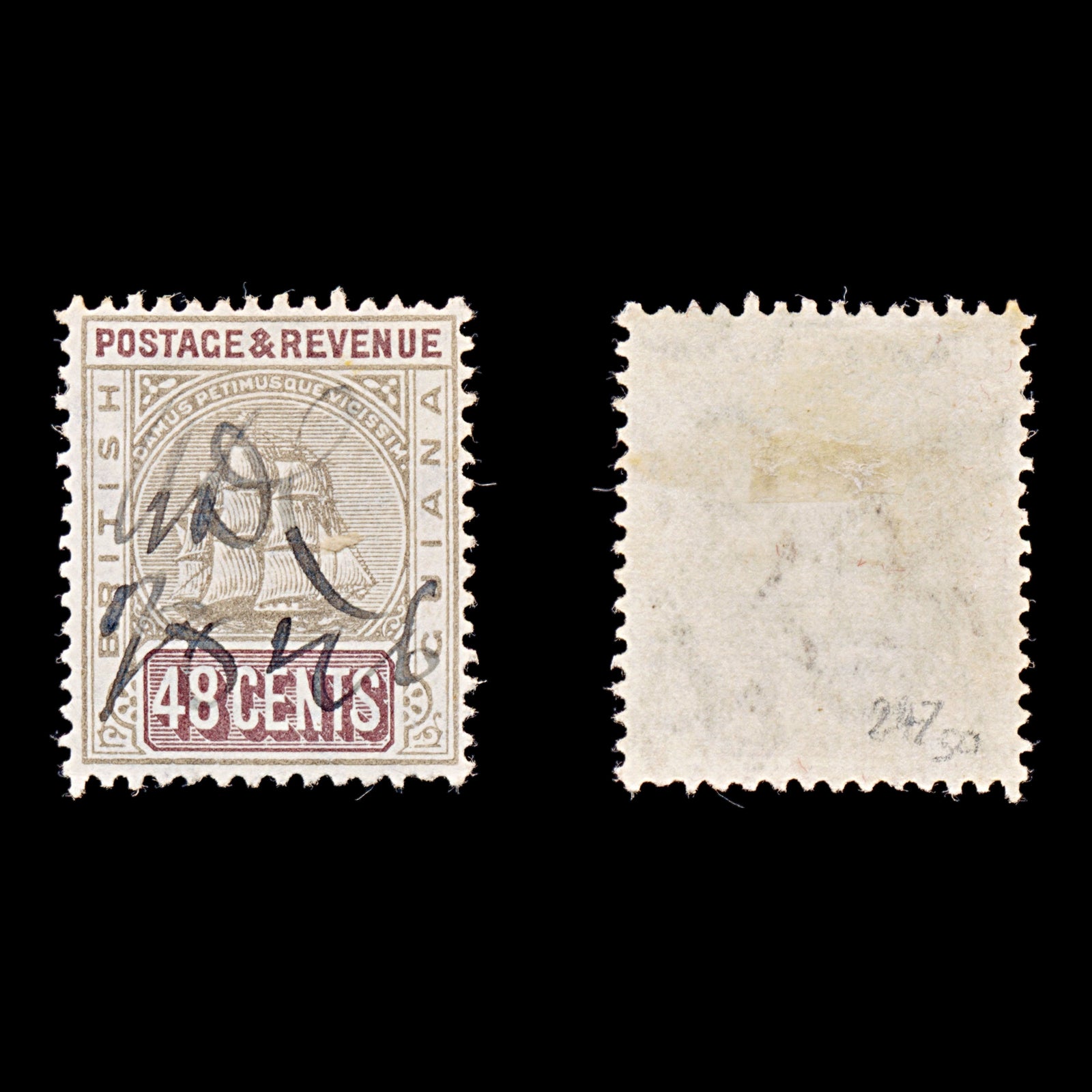 8170: British Guiana SG247 48c Grey & Purple brown 1905 Sc#167a Used C£50