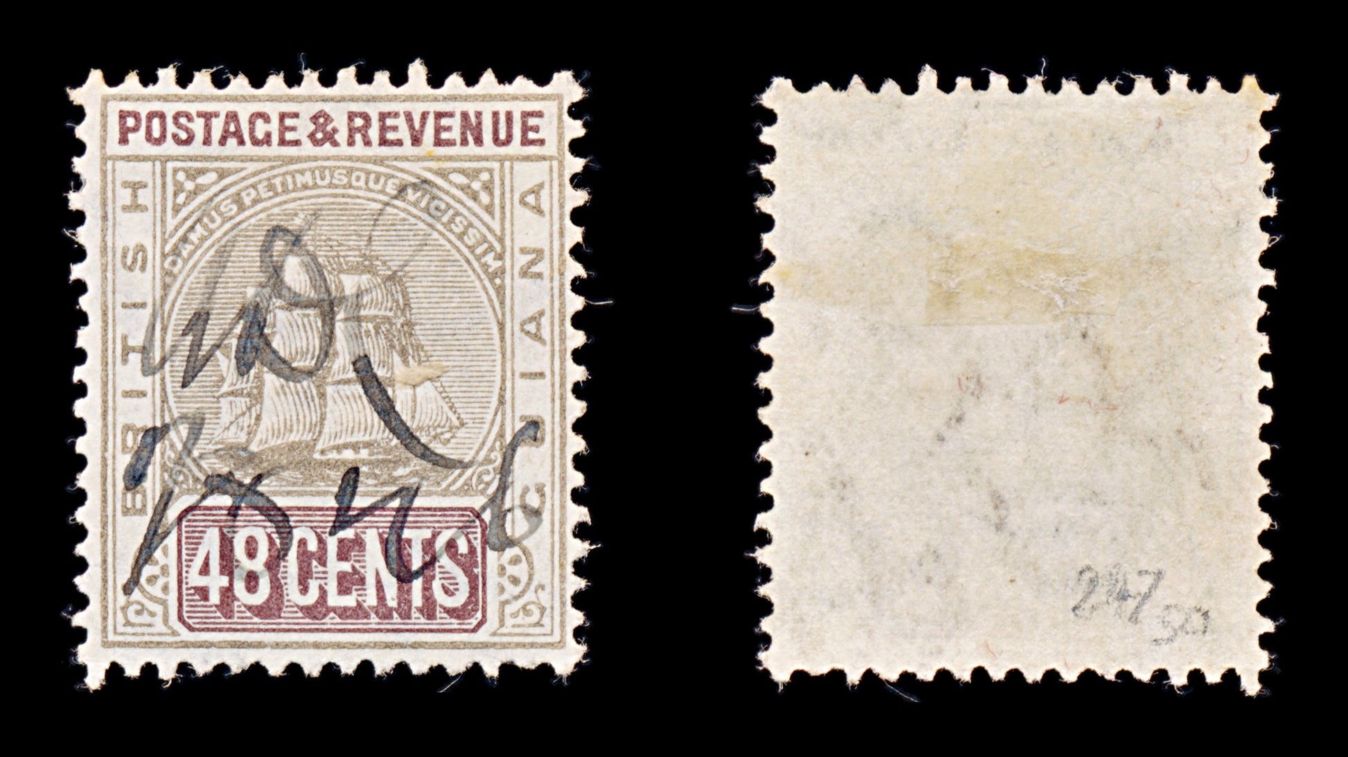 8170: British Guiana SG247 48c Grey & Purple brown 1905 Sc#167a Used C£50