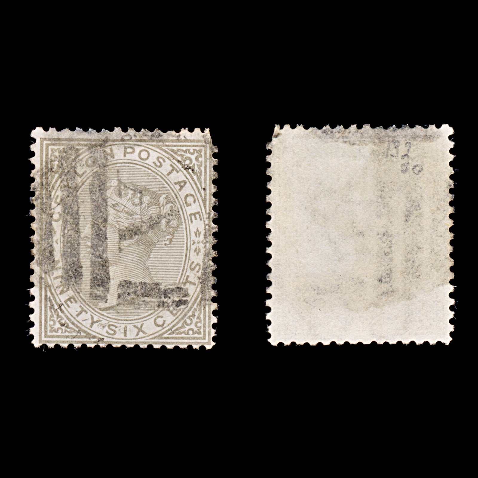 8181: Ceylon SG132 96c Brown grey 1872 Sc#73 Mi54C Used C£20