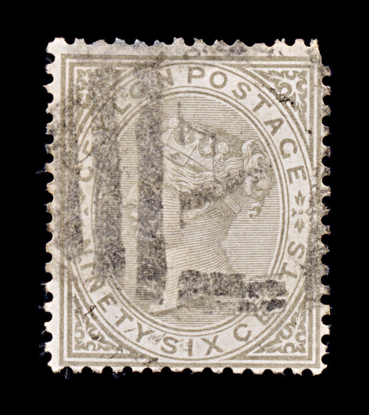 8181: Ceylon SG132 96c Brown grey 1872 Sc#73 Mi54C Used C£20