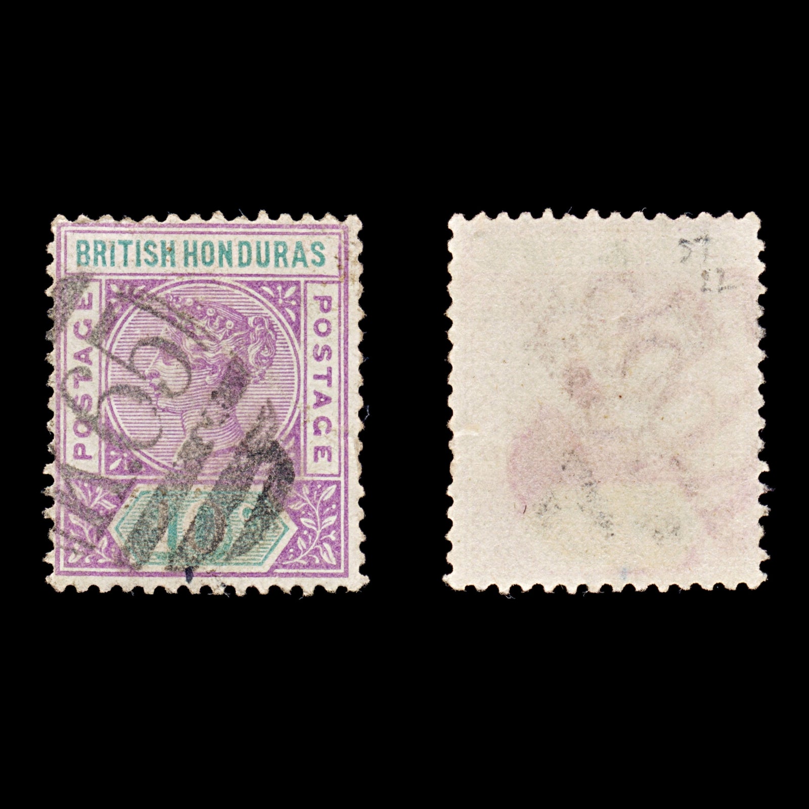 8184: British Honduras SG57 10c Green & Mauve 1895 Sc#43 Mi36 Used C£22
