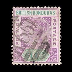 8184: British Honduras SG57 10c Green & Mauve 1895 Sc#43 Mi36 Used C£22, view 3