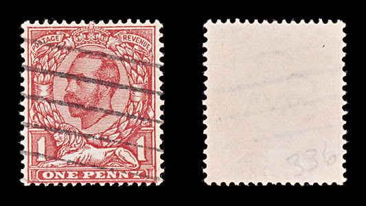 8186: GB SG336 1d Scarlet 1912 Sc#156 Mi124IBXa Used C£30