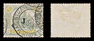 8190: Selangor SG63 3$ Green & Ochre 1897 Sc#38 Mi24 Used C£700