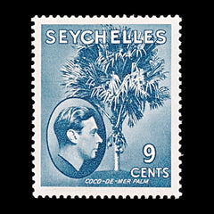 8217: Seychelles SG138ab 9c Grey blue 1942 Sc#131b Mint MLH C£25, view 3