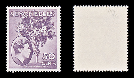 8219: Seychelles SG144 50c Deep red violet 1938 Sc#141a Mint MVLH C£20