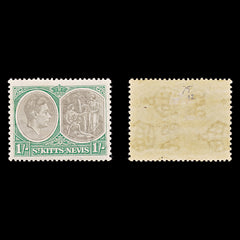 8221: St Kitts Nevis SG75 1s Green & Black 1938 Sc#86a Mi79C Mint MLH C£12, view 2