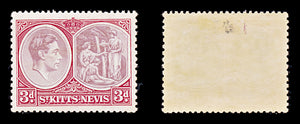 8223: St Kitts Nevis SG73a 3d Purple & Carmine 1940 Mint MLH C£42