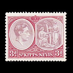 8223: St Kitts Nevis SG73a 3d Purple & Carmine 1940 Mint MLH C£42, view 3