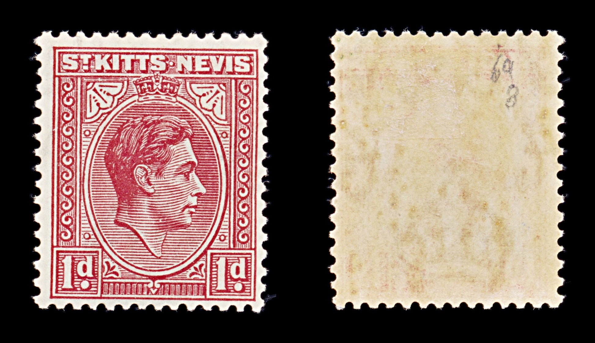 8224: St Kitts Nevis SG69 1d Scarlet 1938 Mi73Ac Mint MLH C£12
