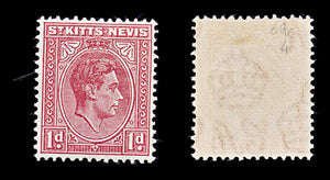 8224: St Kitts Nevis SG69 1d Scarlet 1938 Mi73Ac Mint MLH C£12
