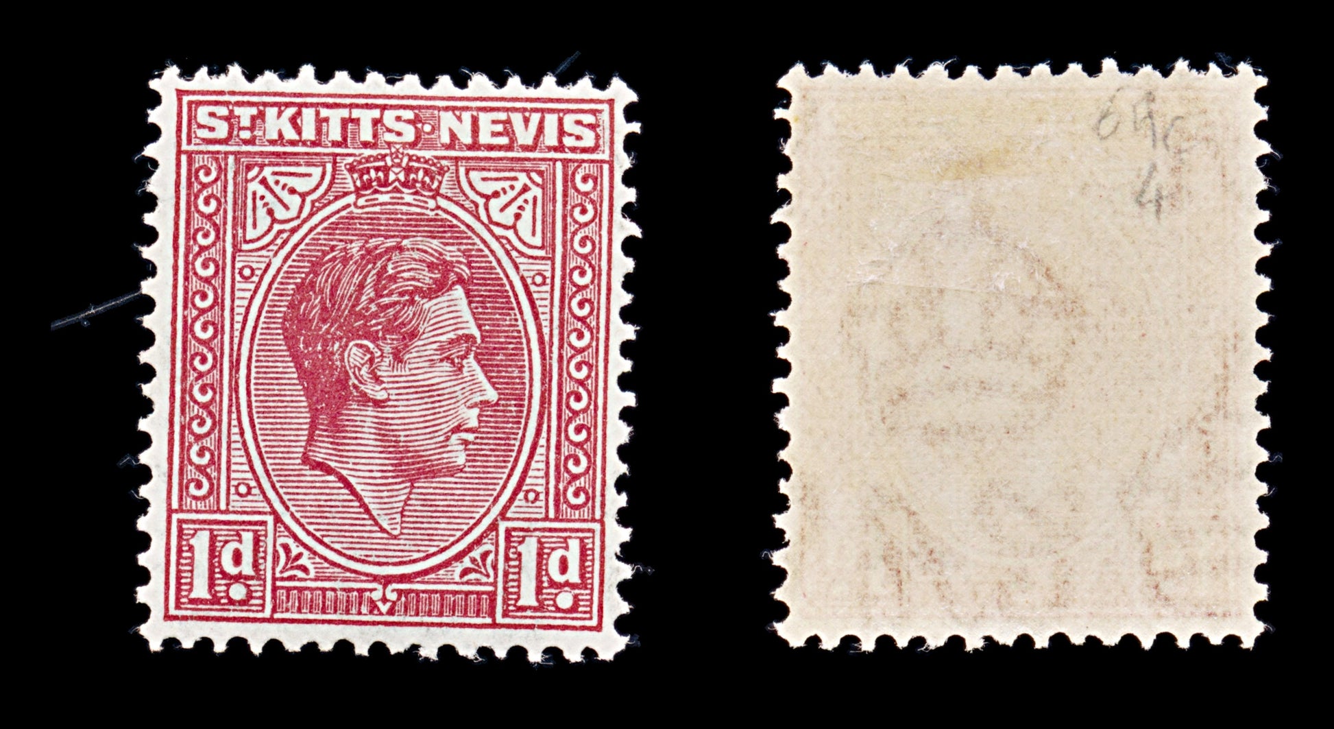 8224: St Kitts Nevis SG69 1d Scarlet 1938 Mi73Ac Mint MLH C£12