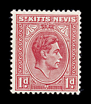 8224: St Kitts Nevis SG69 1d Scarlet 1938 Mi73Ac Mint MLH C£12