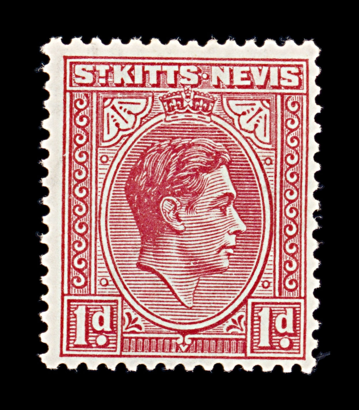8224: St Kitts Nevis SG69 1d Scarlet 1938 Mi73Ac Mint MLH C£12