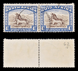 8230: South Africa SG62 2x 1s Brown & Blue 1939 Sc#62 Mi89-90 Used C£18