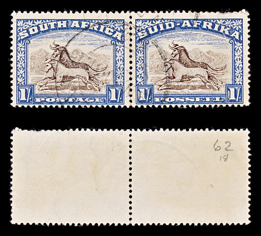 8230: South Africa SG62 2x 1s Brown & Blue 1939 Sc#62 Mi89-90 Used C£18